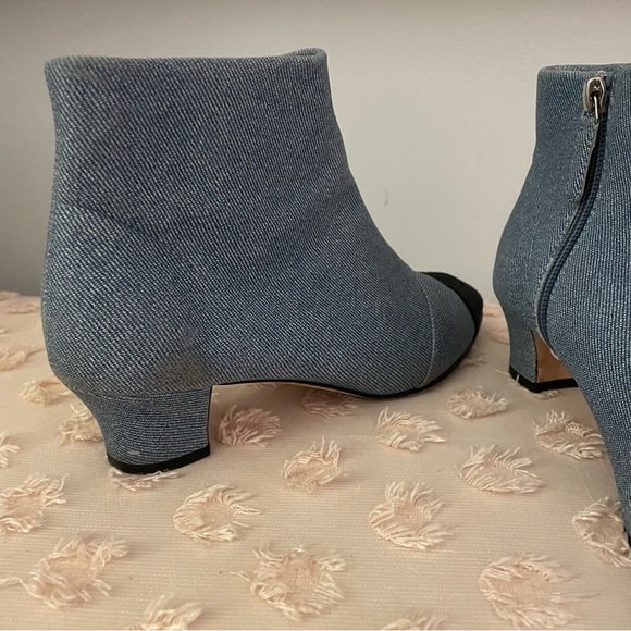 Chanel Denim Cap Toe Ankle Boots Blue Black Size 36.5 - Picture 4 of 7
